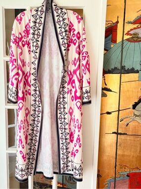 Art to Wear Long Cardigan Duster SZ XL/XXL?Boho Festival Turkey Artsy Ikat